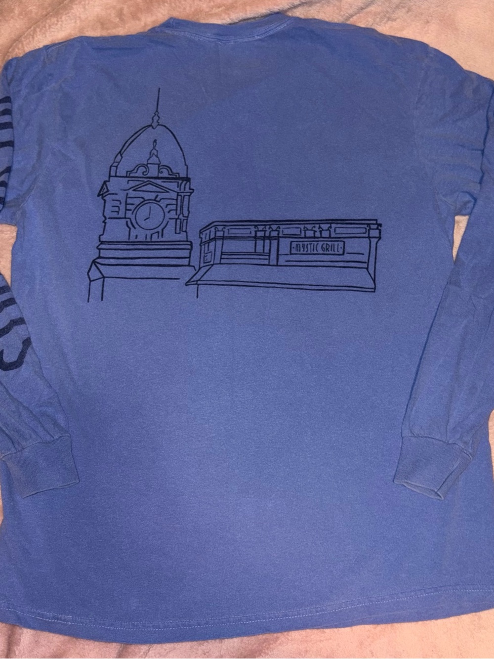 Comfort Colors Blue Long-Sleeve Architectural Line Art Print